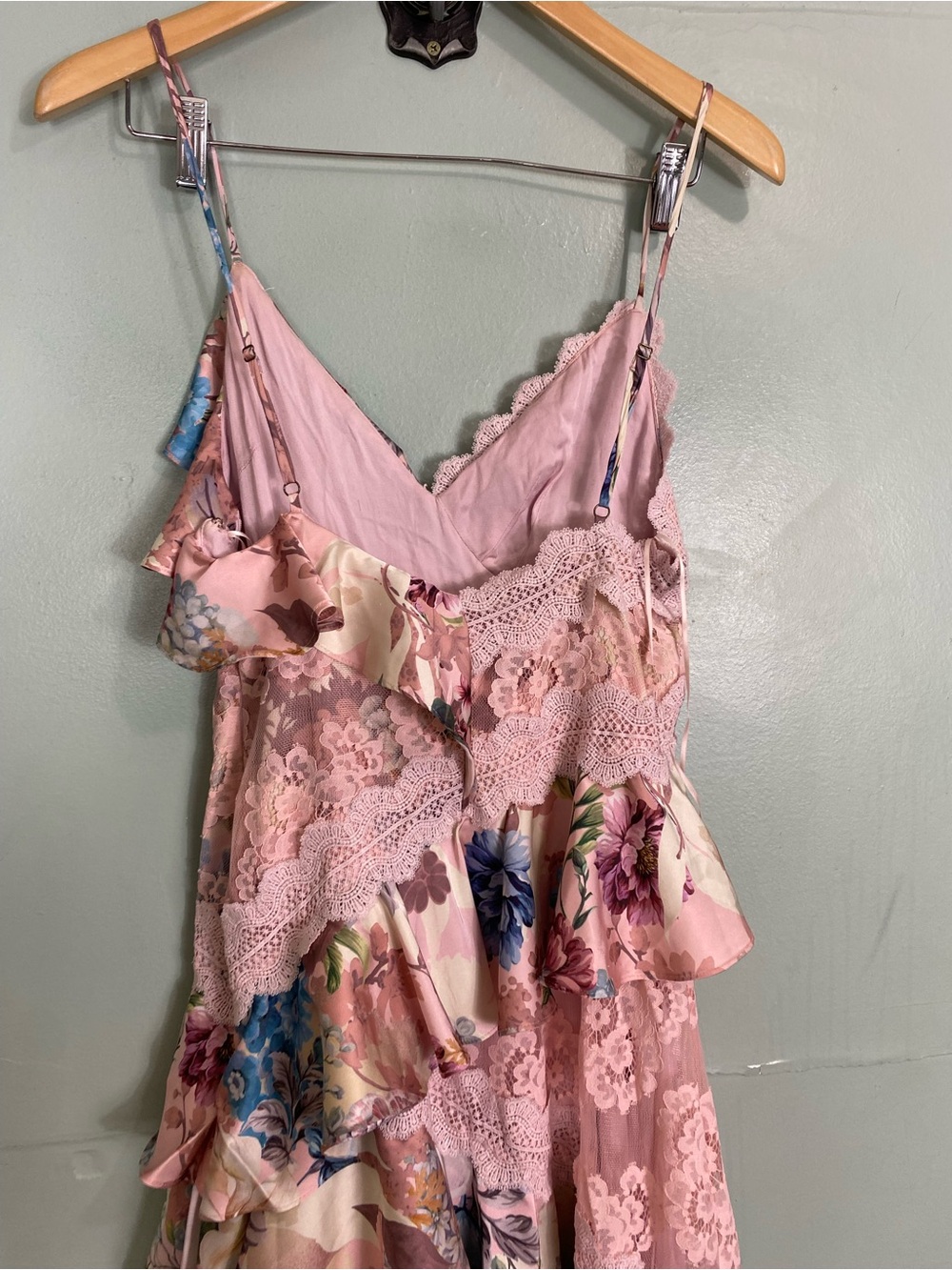 Anthropologie BHLDN‎ Elora Sleeveless V Neck Ruffle Lace Midi Dress Floral Sz 8 - Picture 7 of 8